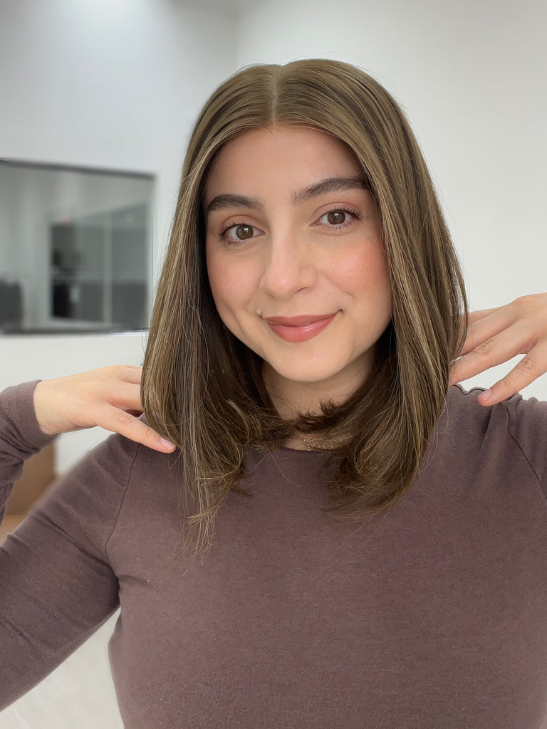 lace top human hair wig - brunette human hair wig - lace top wigs for women - breathable human hair wigs - affordable natural hair wigs - full coverage human hair wigs