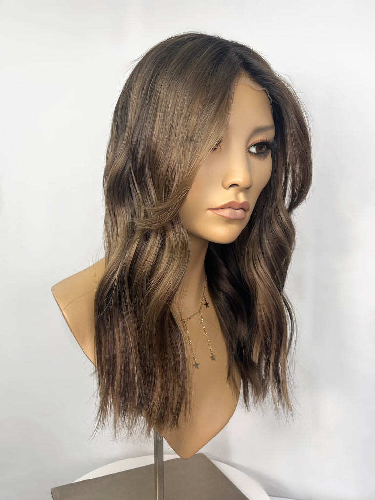 lace top human hair wig - lu's wigs - brunette human hair wig - lace top wigs for women - breathable human hair wigs - affordable natural hair wigs - full coverage human hair wigs