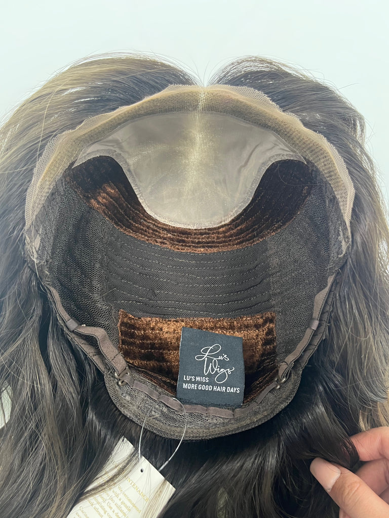 lace top human hair wig - lu's wigs - brunette human hair wig - lace top wigs for women - breathable human hair wigs - affordable natural hair wigs - full coverage human hair wigs