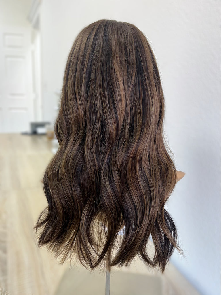 lace top human hair wig - brunette human hair wig - lace top wigs for women - breathable human hair wigs - affordable natural hair wigs - full coverage human hair wigs
