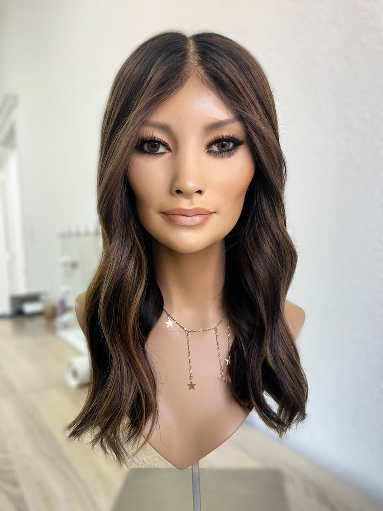 lace top human hair wig - brunette human hair wig - lace top wigs for women - breathable human hair wigs - affordable natural hair wigs - full coverage human hair wigs