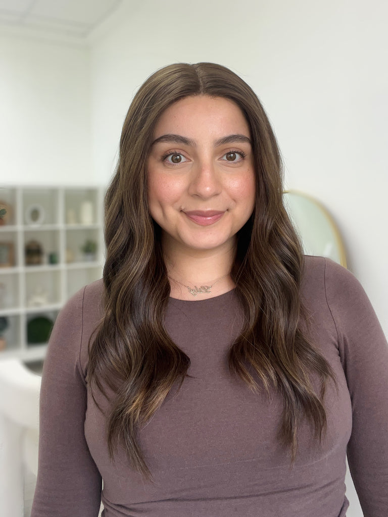 lace top human hair wig - brunette human hair wig - lace top wigs for women - breathable human hair wigs - affordable natural hair wigs - full coverage human hair wigs