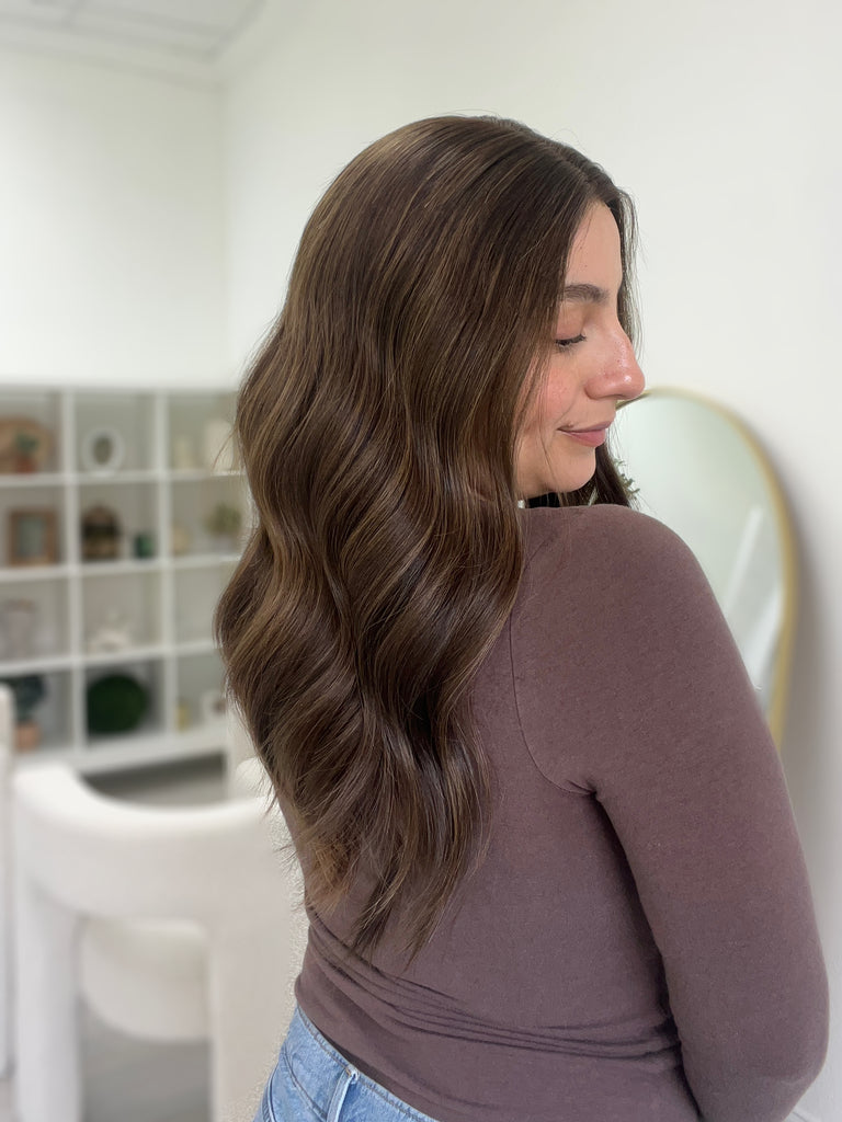 lace top human hair wig - brunette human hair wig - lace top wigs for women - breathable human hair wigs - affordable natural hair wigs - full coverage human hair wigs