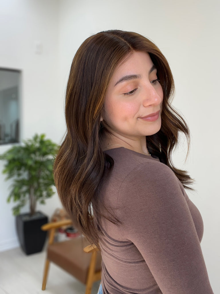 lace top human hair wig - brunette human hair wig - lace top wigs for women - breathable human hair wigs - affordable natural hair wigs - full coverage human hair wigs
