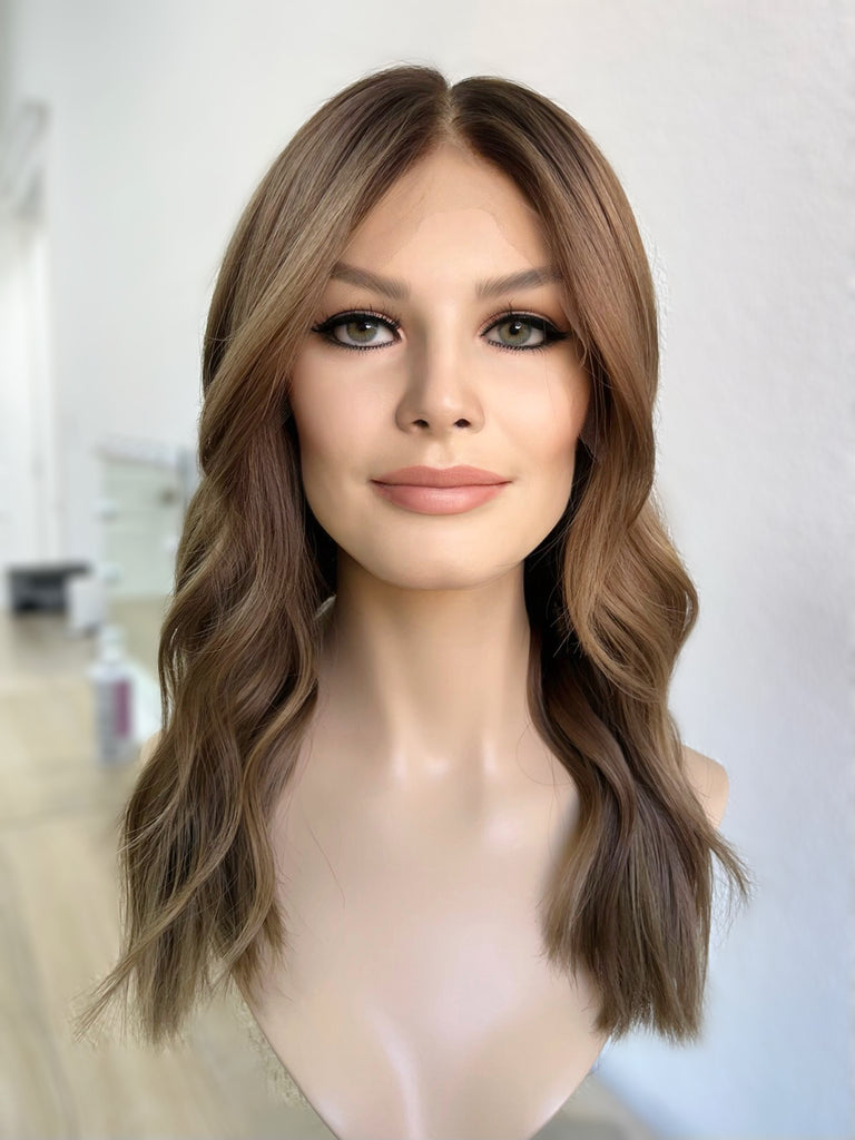 lace top human hair wig - brunette human hair wig - lace top wigs for women - breathable human hair wigs - affordable natural hair wigs - full coverage human hair wigs