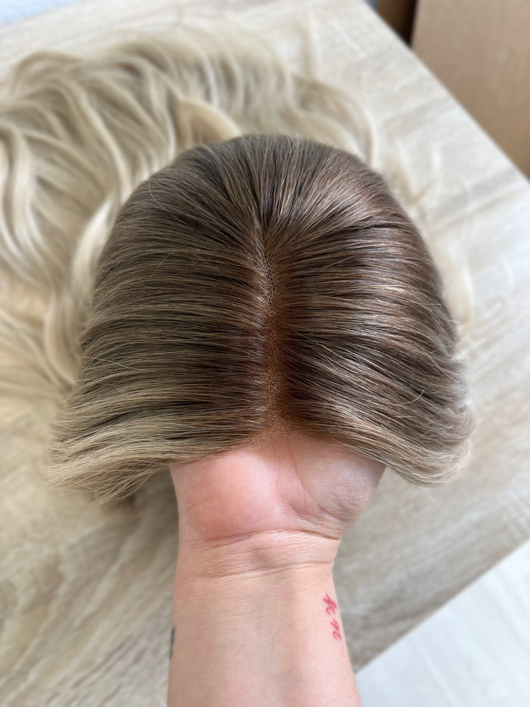 lace top human hair wig - blonde human hair wig - lace top wigs for women - breathable human hair wigs - affordable natural hair wigs - full coverage human hair wigs