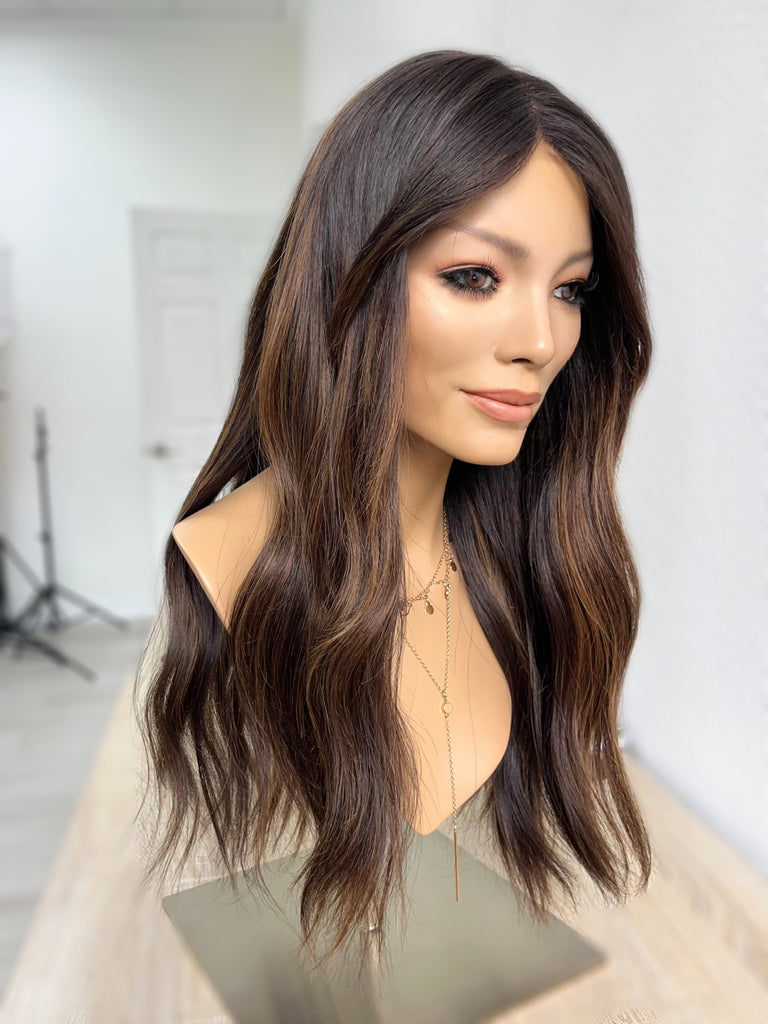 lace top human hair wig - brunette human hair wig - lace top wigs for women - breathable human hair wigs - affordable natural hair wigs - full coverage human hair wigs