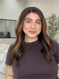 Lu's Wigs Bespoke Lace Top Wig - Dark Brown Espresso with Caramel Highlights - R3793