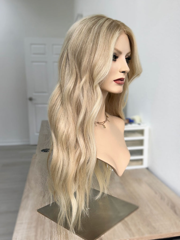 lace top human hair wig - blonde human hair wig - lace top wigs for women - breathable human hair wigs - affordable natural hair wigs - full coverage human hair wigs