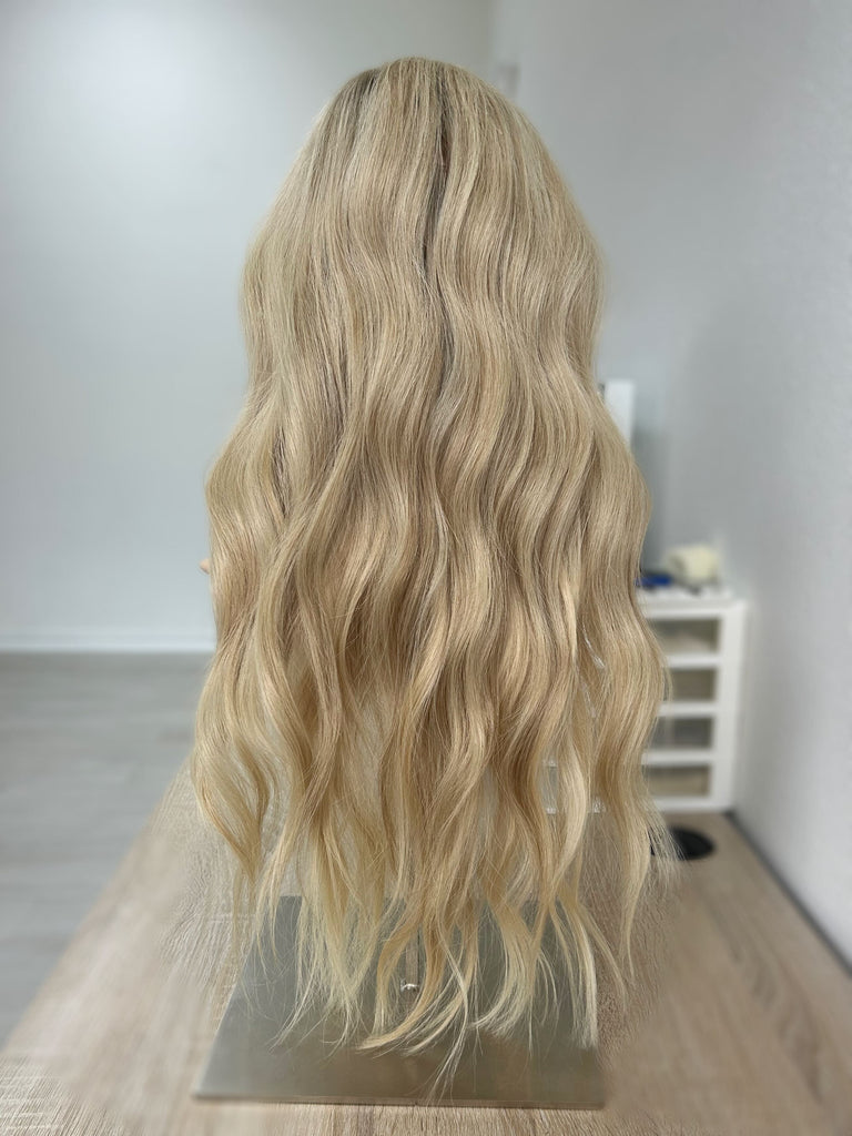 lace top human hair wig - blonde human hair wig - lace top wigs for women - breathable human hair wigs - affordable natural hair wigs - full coverage human hair wigs