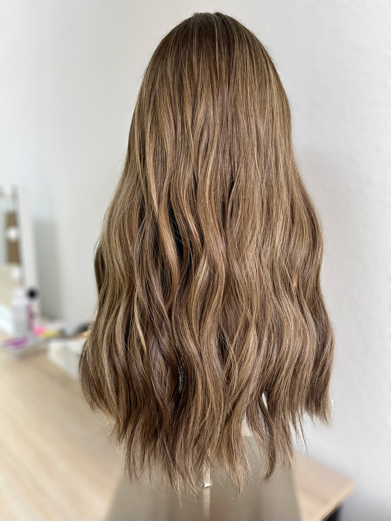 lace top human hair wig - brunette human hair wig - lace top wigs for women - breathable human hair wigs - affordable natural hair wigs - full coverage human hair wigs