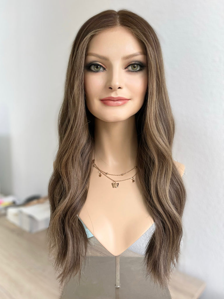 lace top human hair wig - brunette human hair wig - lace top wigs for women - breathable human hair wigs - affordable natural hair wigs - full coverage human hair wigs