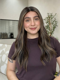 Madison Wigs Comfort Cap Silk Top Wig- Rooted Brunette with Honey Wheat Highlights - R3814