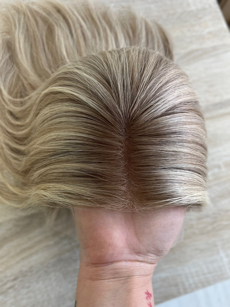 lace top human hair wig - blonde human hair wig - lace top wigs for women - breathable human hair wigs - affordable natural hair wigs - full coverage human hair wigs