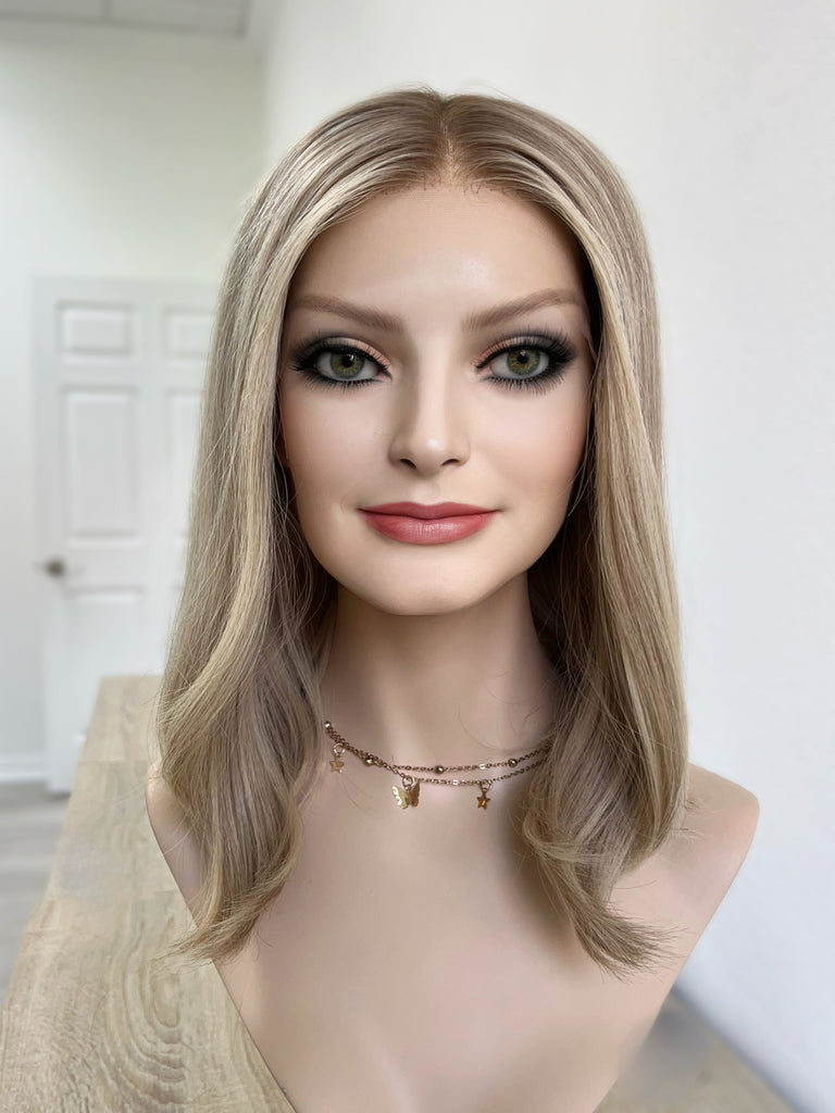 lace top human hair wig - blonde human hair wig - lace top wigs for women - breathable human hair wigs - affordable natural hair wigs - full coverage human hair wigs