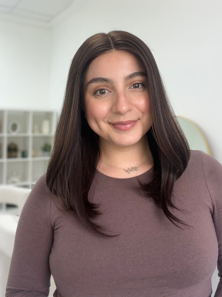 lace top human hair wig - brunette human hair wig - lace top wigs for women - breathable human hair wigs - affordable natural hair wigs - full coverage human hair wigs
