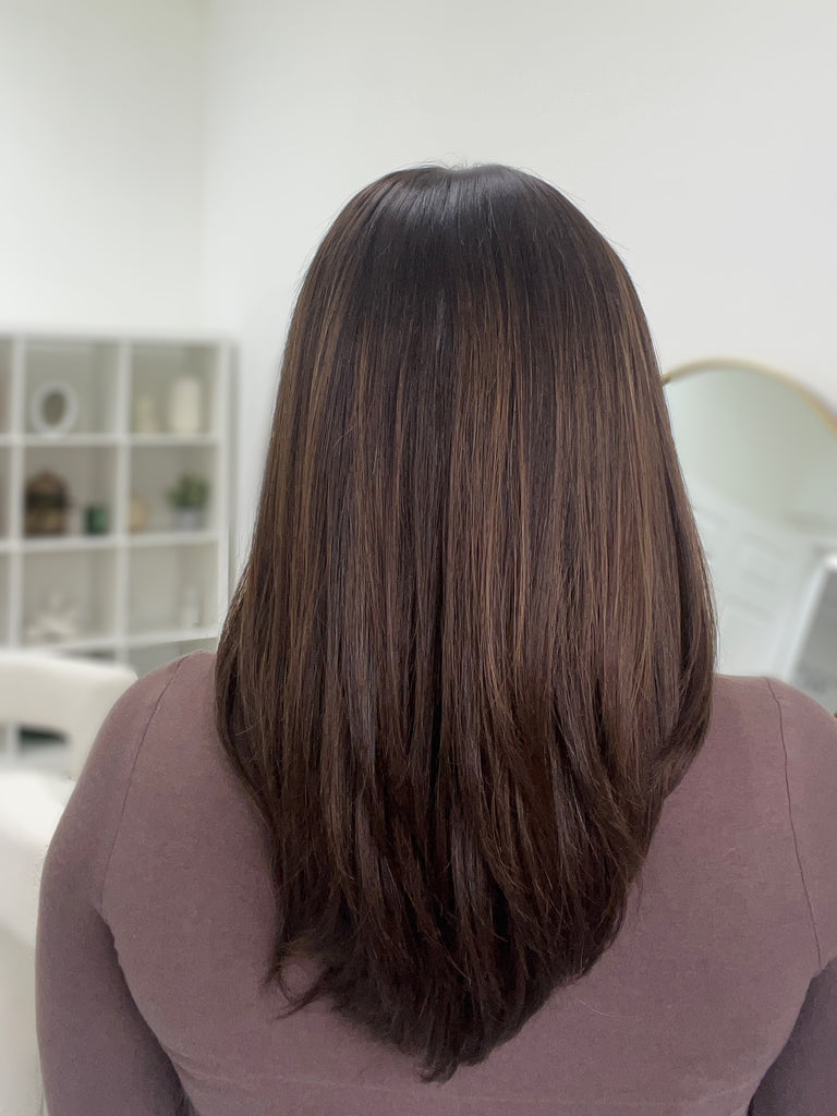 lace top human hair wig - brunette human hair wig - lace top wigs for women - breathable human hair wigs - affordable natural hair wigs - full coverage human hair wigs

