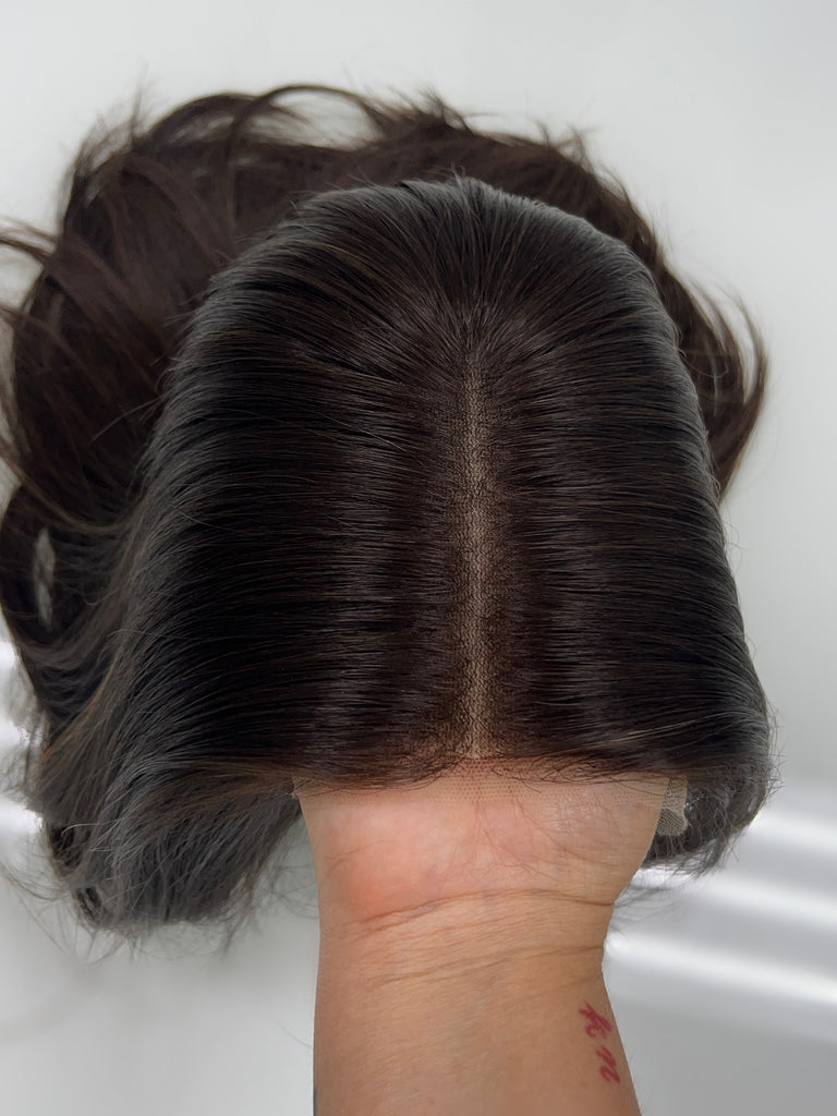 lace top human hair wig - brunette human hair wig - lace top wigs for women - breathable human hair wigs - affordable natural hair wigs - full coverage human hair wigs
