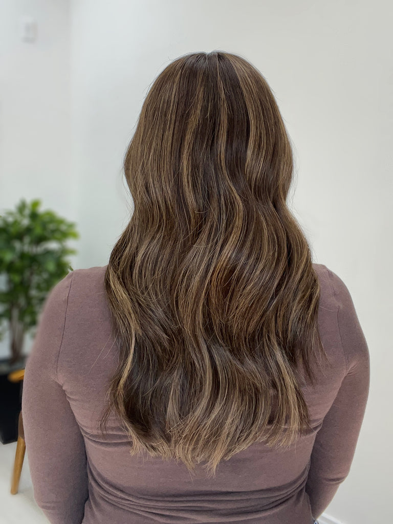 lace top human hair wig - brunette human hair wig - lace top wigs for women - breathable human hair wigs - affordable natural hair wigs - full coverage human hair wigs
