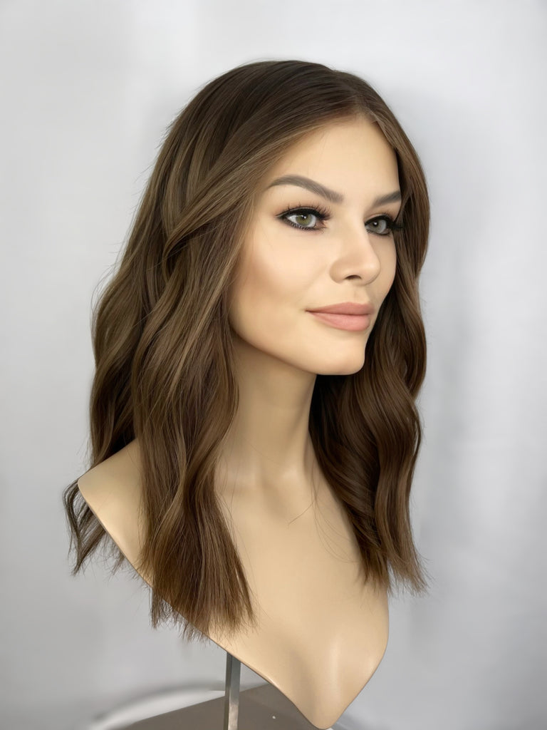 lace top human hair wig - highline wigs - brunette human hair wig - lace top wigs for women - breathable human hair wigs - affordable natural hair wigs - full coverage human hair wigs