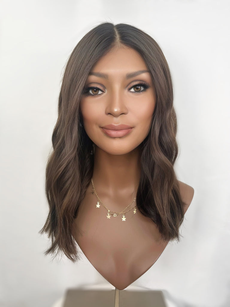 lace top human hair wig - bijoux wigs - brunette human hair wig - lace top wigs for women - breathable human hair wigs - affordable natural hair wigs - full coverage human hair wigs