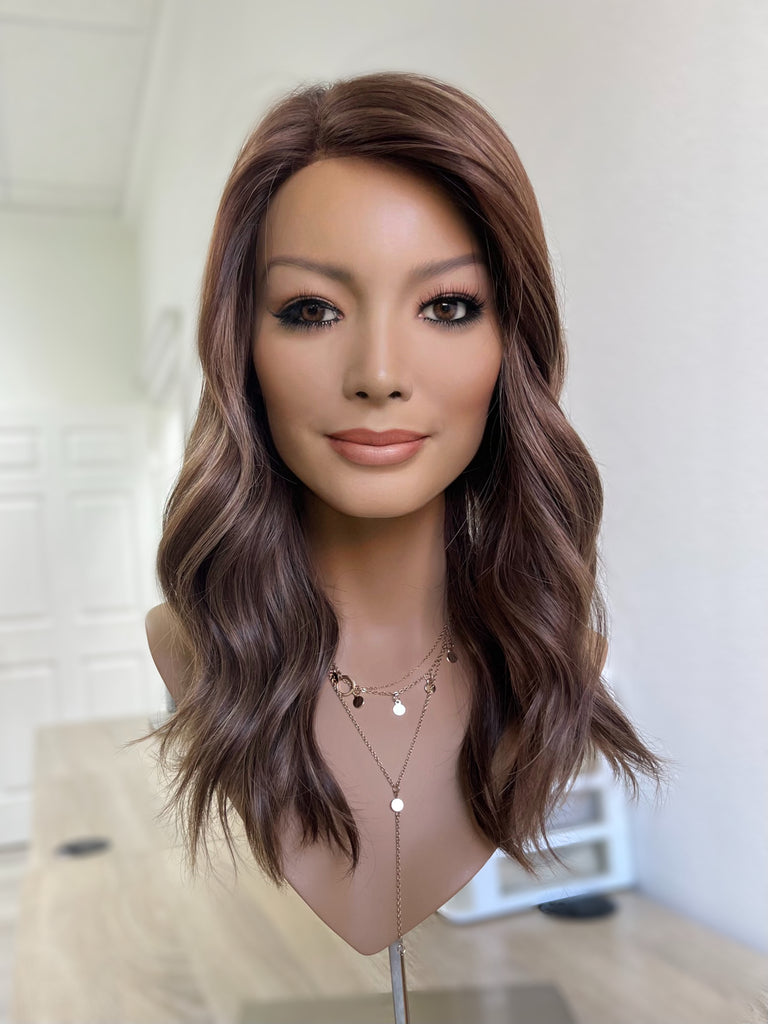 lace top human hair wig - brunette human hair wig - lace top wigs for women - breathable human hair wigs - affordable natural hair wigs - full coverage human hair wigs