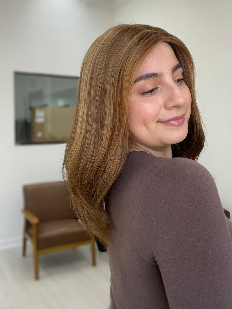 lace top human hair wig - brunette human hair wig - lace top wigs for women - breathable human hair wigs - affordable natural hair wigs - full coverage human hair wigs
