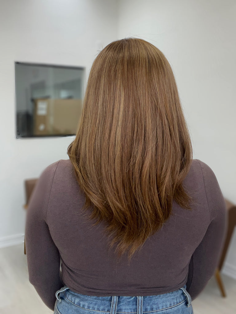 lace top human hair wig - brunette human hair wig - lace top wigs for women - breathable human hair wigs - affordable natural hair wigs - full coverage human hair wigs
