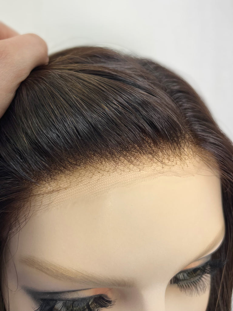 Highline Lace Top Wig, "Dimensional Browns with Dark Root" (R1768) - Silk or Lace