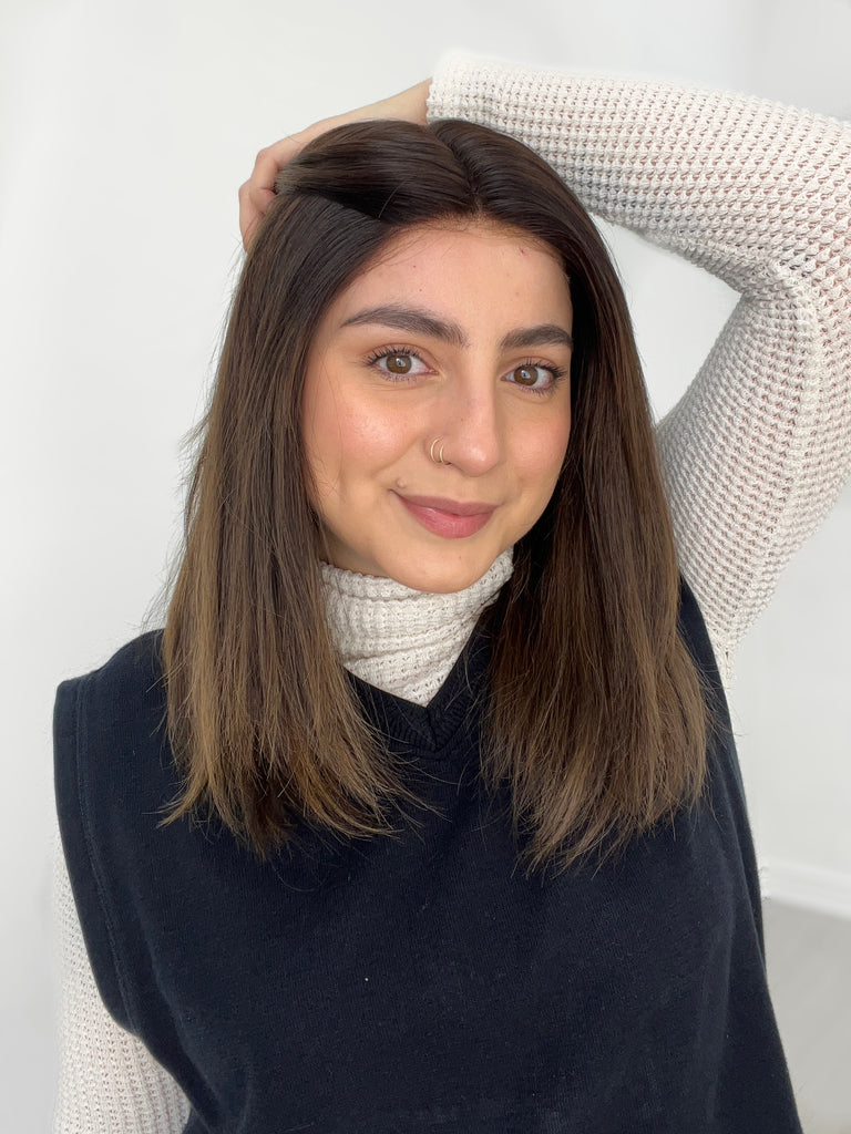 Highline Lace Top Wig, "Dimensional Browns with Dark Root" (R1768) - Silk or Lace