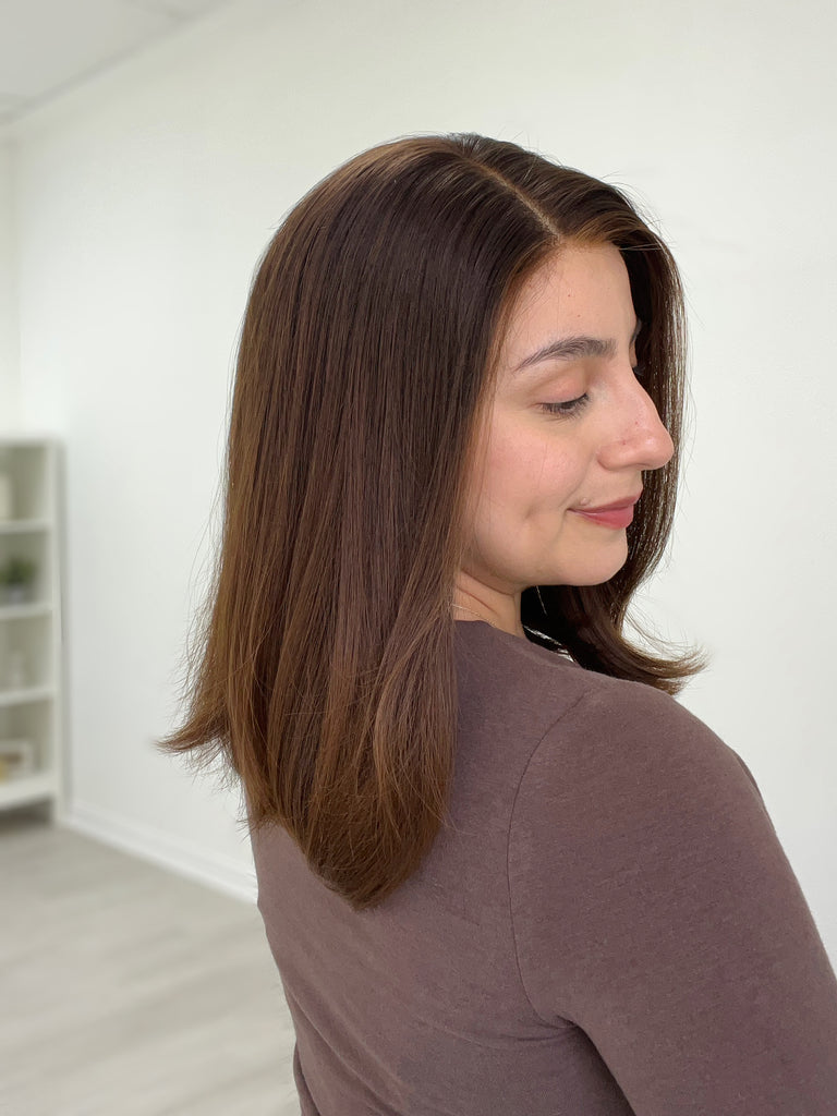lace top human hair wig - brunette human hair wig - lace top wigs for women - breathable human hair wigs - affordable natural hair wigs - full coverage human hair wigs
