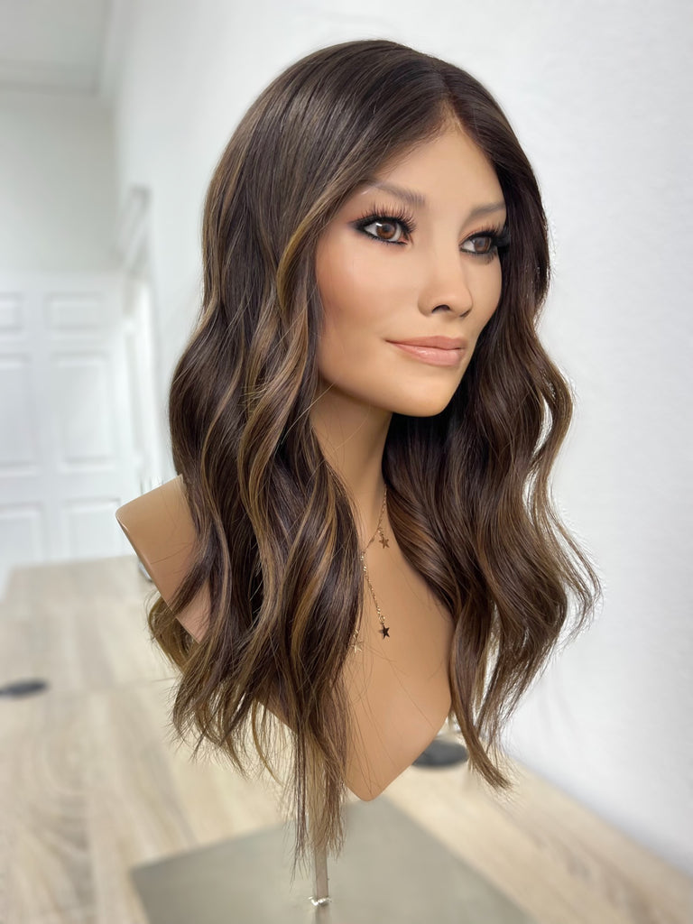 lace top human hair wig - brunette human hair wig - lace top wigs for women - breathable human hair wigs - affordable natural hair wigs - full coverage human hair wigs