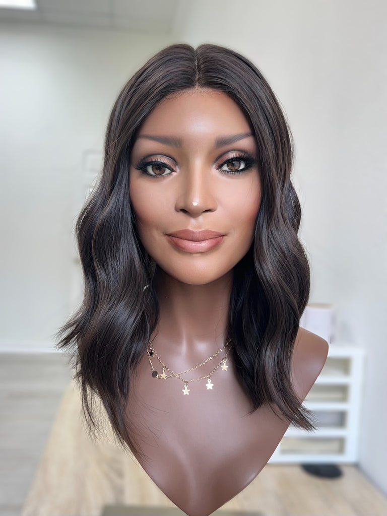 lace top human hair wig - brunette human hair wig - lace top wigs for women - breathable human hair wigs - affordable natural hair wigs - full coverage human hair wigs