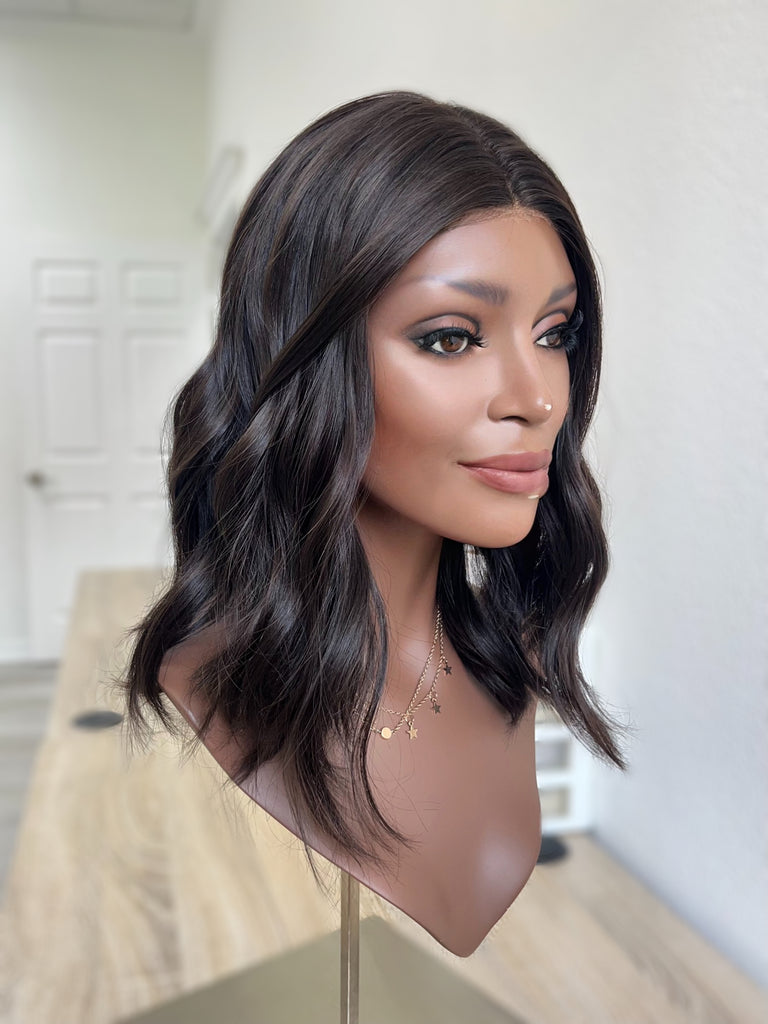 lace top human hair wig - brunette human hair wig - lace top wigs for women - breathable human hair wigs - affordable natural hair wigs - full coverage human hair wigs