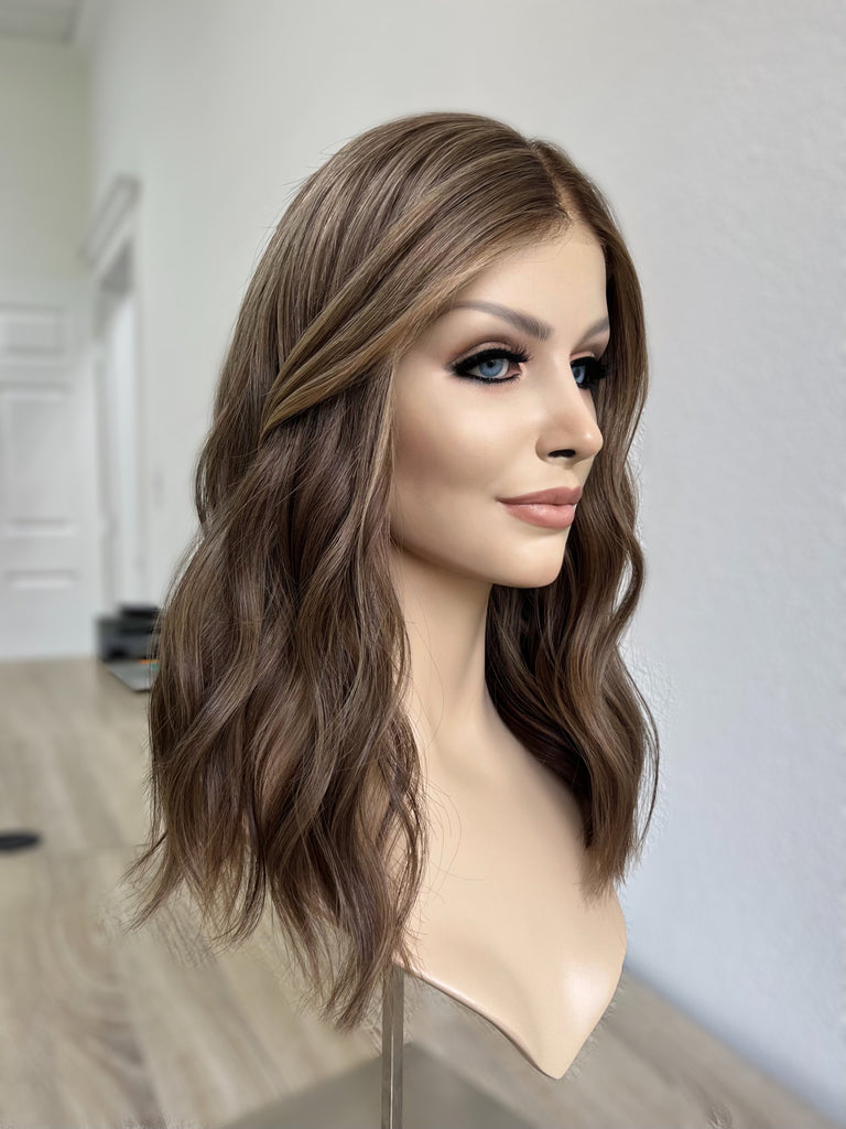 lace top human hair wig - brunette human hair wig - lace top wigs for women - breathable human hair wigs - affordable natural hair wigs - full coverage human hair wigs