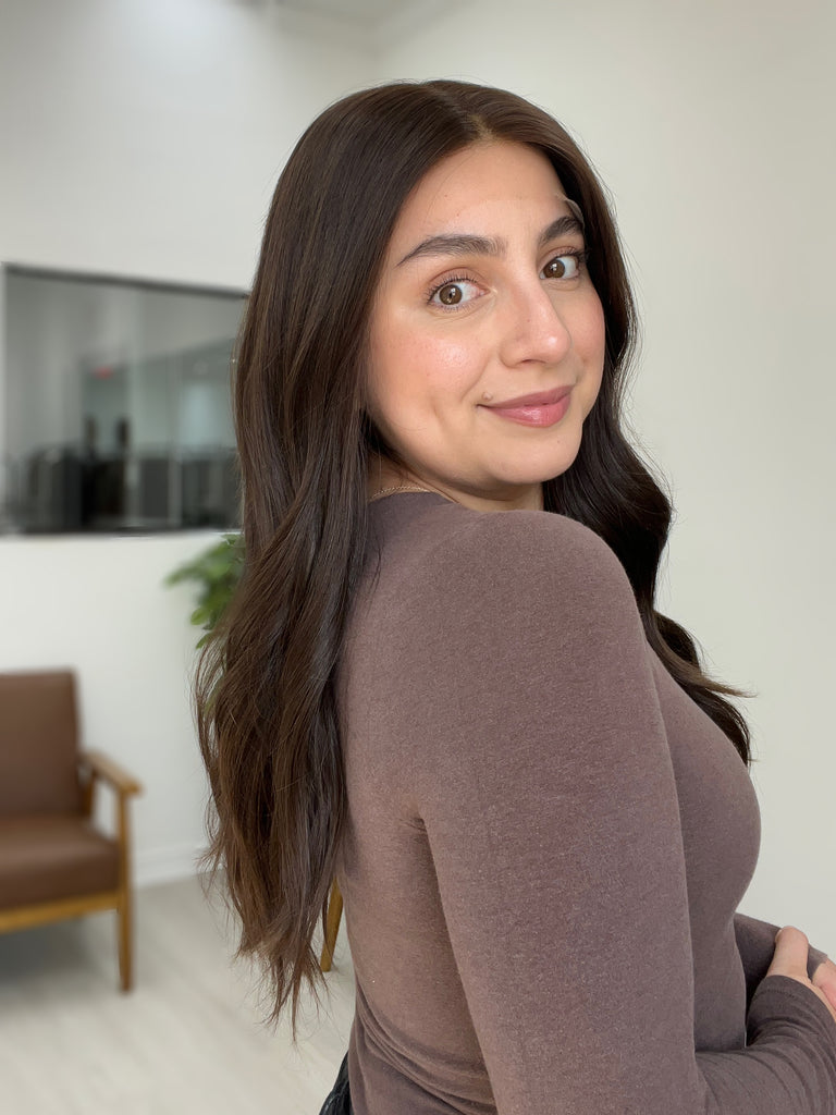 lace top human hair wig - brunette human hair wig - lace top wigs for women - breathable human hair wigs - affordable natural hair wigs - full coverage human hair wigs
