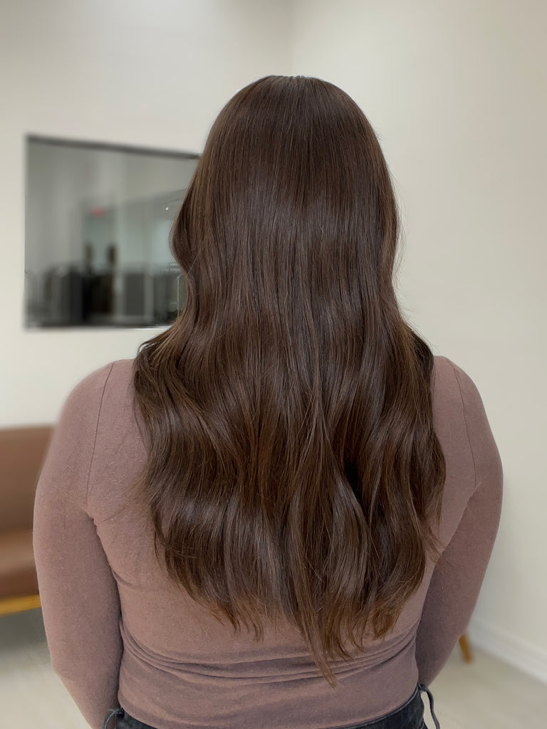 lace top human hair wig - brunette human hair wig - lace top wigs for women - breathable human hair wigs - affordable natural hair wigs - full coverage human hair wigs
