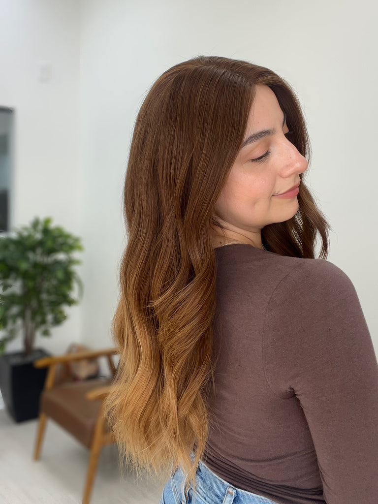 lace top human hair wig - brunette human hair wig - lace top wigs for women - breathable human hair wigs - affordable natural hair wigs - full coverage human hair wigs
