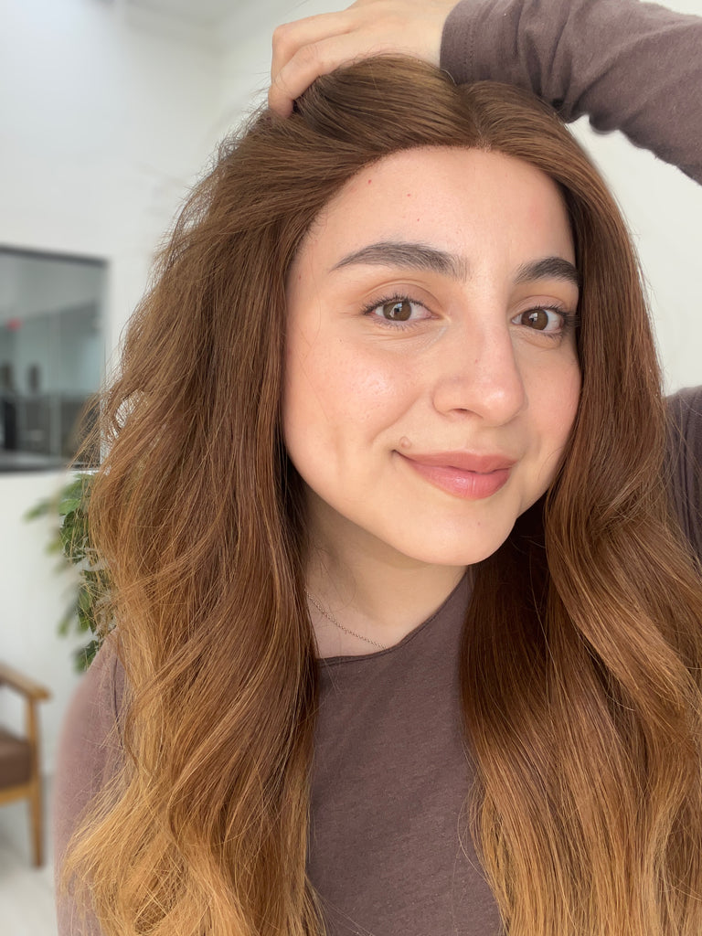 lace top human hair wig - brunette human hair wig - lace top wigs for women - breathable human hair wigs - affordable natural hair wigs - full coverage human hair wigs
