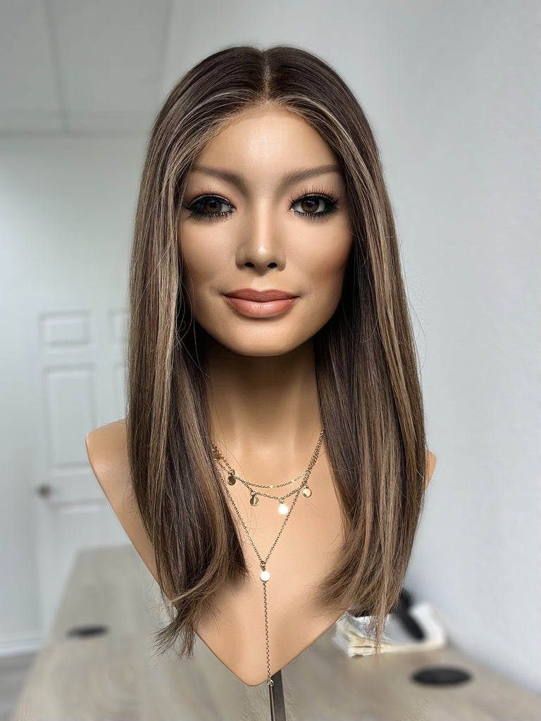 lace top human hair wig - brunette human hair wig - lace top wigs for women - breathable human hair wigs - affordable natural hair wigs - full coverage human hair wigs