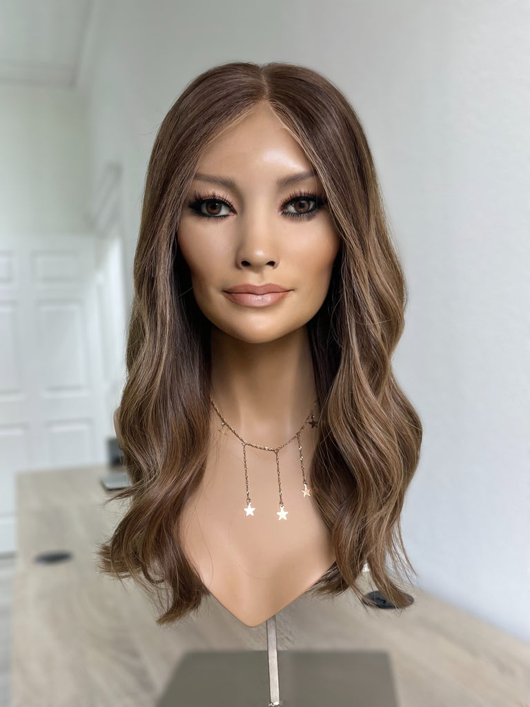 lace top human hair wig - brunette human hair wig - lace top wigs for women - breathable human hair wigs - affordable natural hair wigs - full coverage human hair wigs