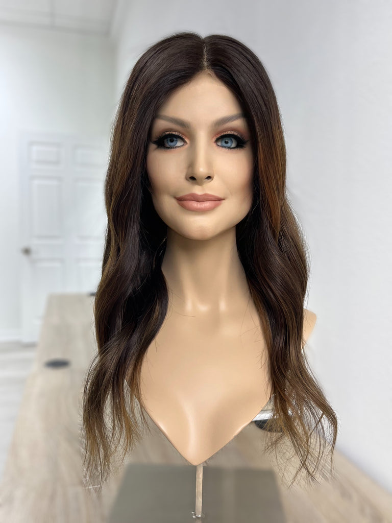 lace top human hair wig - brunette human hair wig - lace top wigs for women - breathable human hair wigs - affordable natural hair wigs - full coverage human hair wigs