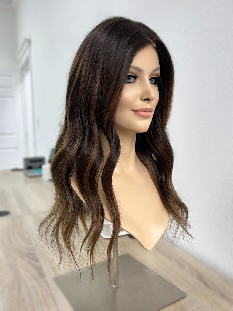 lace top human hair wig - brunette human hair wig - lace top wigs for women - breathable human hair wigs - affordable natural hair wigs - full coverage human hair wigs