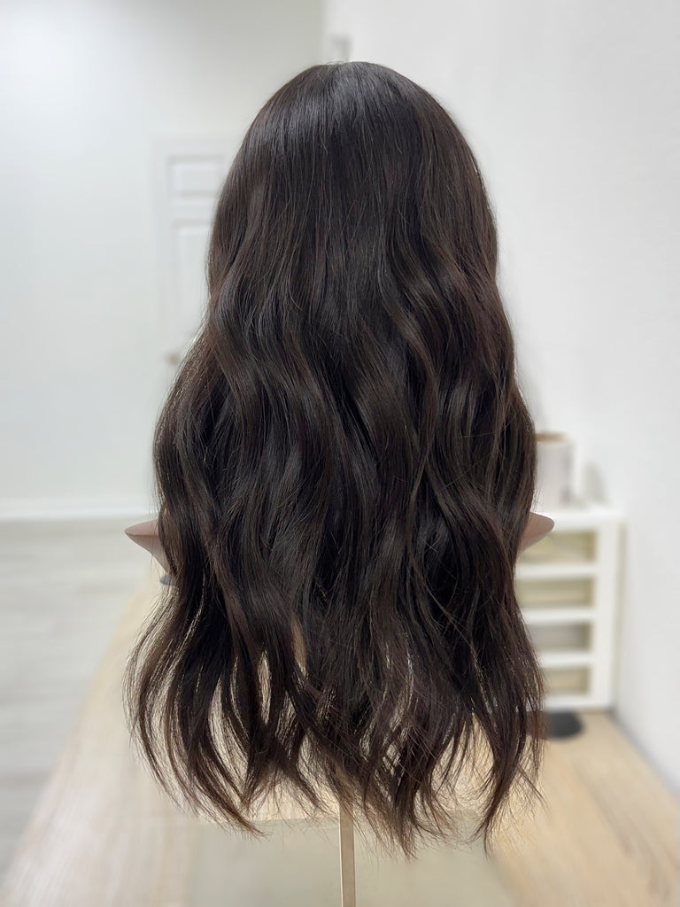 lace top human hair wig - brunette human hair wig - lace top wigs for women - breathable human hair wigs - affordable natural hair wigs - full coverage human hair wigs