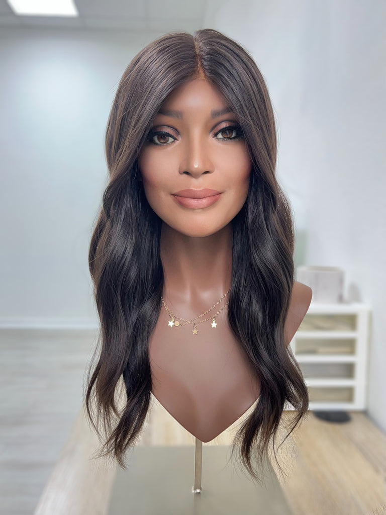 lace top human hair wig - brunette human hair wig - lace top wigs for women - breathable human hair wigs - affordable natural hair wigs - full coverage human hair wigs