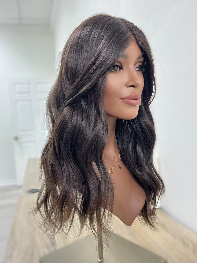 lace top human hair wig - brunette human hair wig - lace top wigs for women - breathable human hair wigs - affordable natural hair wigs - full coverage human hair wigs