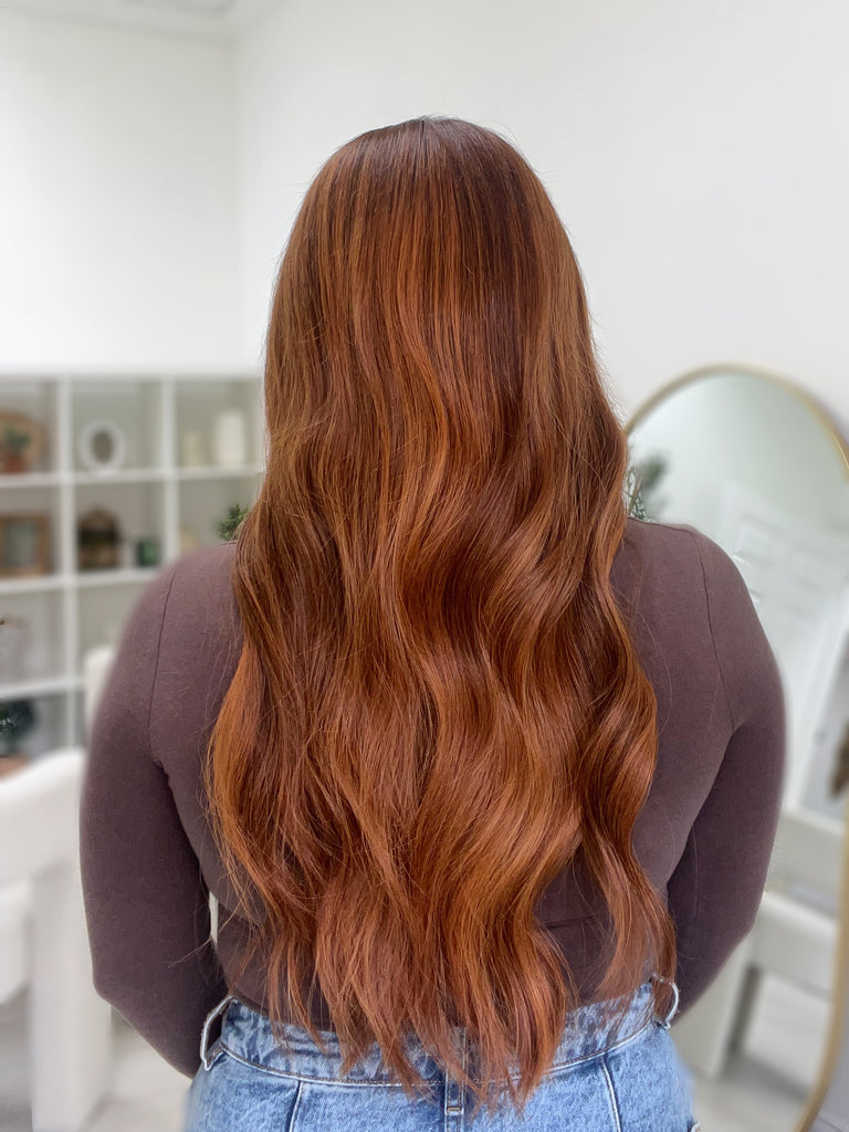 lace top human hair wig - red human hair wig - lace top wigs for women - breathable human hair wigs - affordable natural hair wigs - full coverage human hair wigs