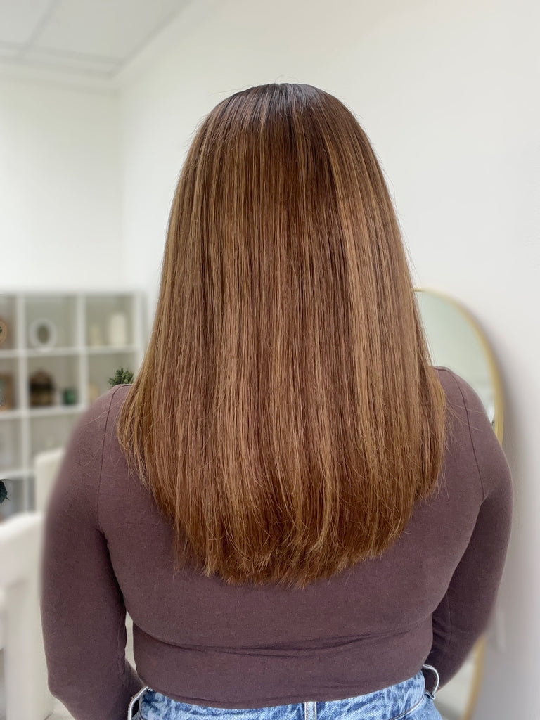 lace top human hair wig - brunette human hair wig - lace top wigs for women - breathable human hair wigs - affordable natural hair wigs - full coverage human hair wigs