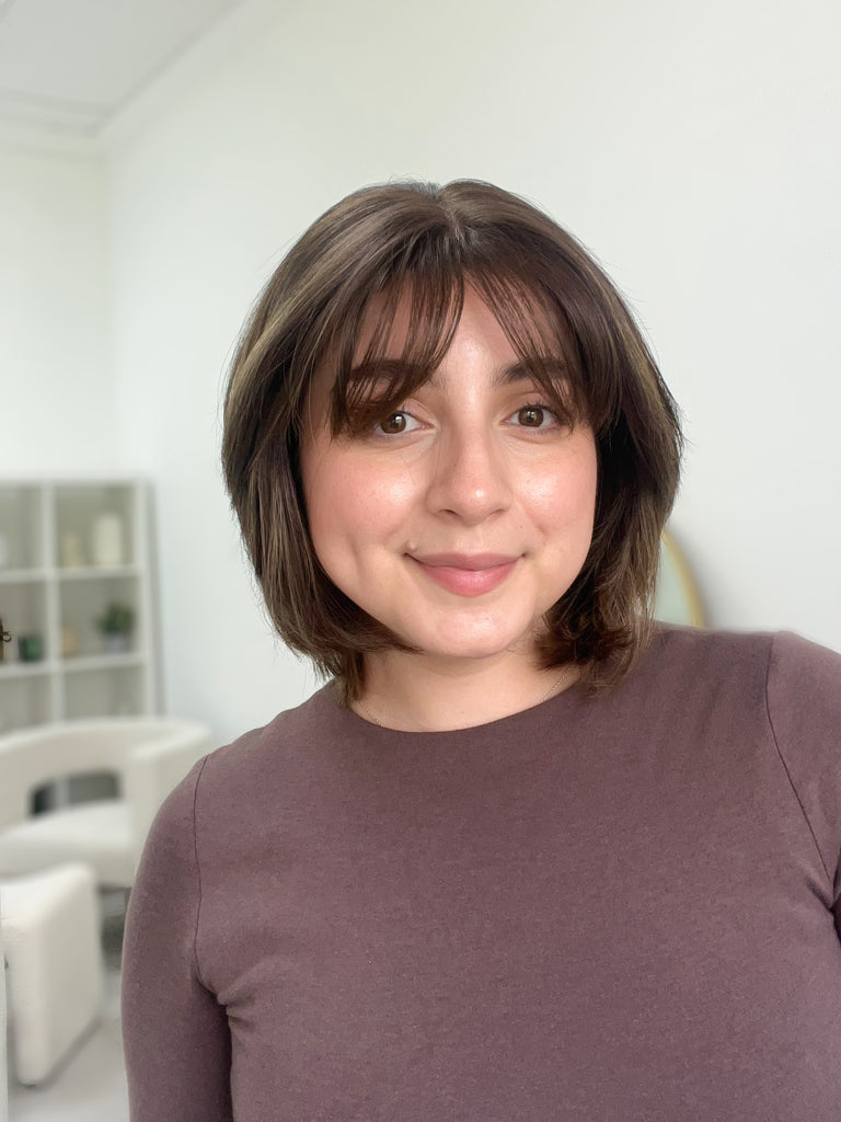 lace top human hair wig - brunette human hair wig - lace top wigs for women - breathable human hair wigs - affordable natural hair wigs - full coverage human hair wigs
