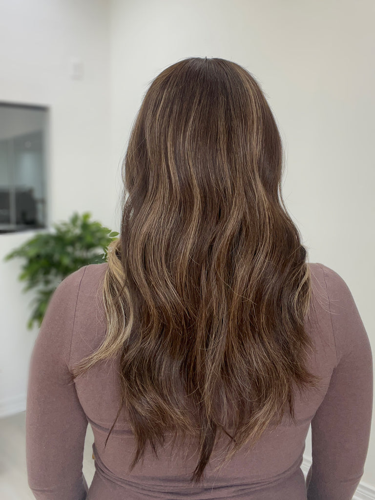 lace top human hair wig - brunette human hair wig - lace top wigs for women - breathable human hair wigs - affordable natural hair wigs - full coverage human hair wigs